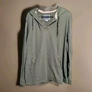 Vintage 100% Cotton St John's Bay Men's L Hooded Long Sleeve 90s Grunge Gothic